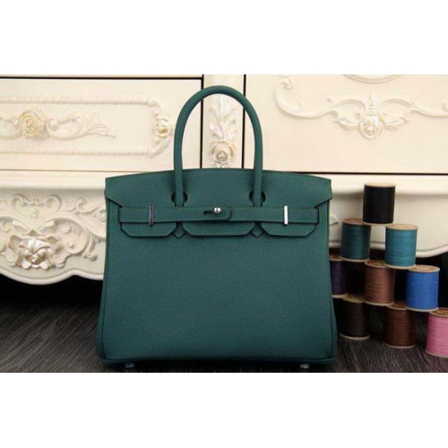 Geantă Hermes Birkin 35CM 30CM din piele originală HB35O Verde închis