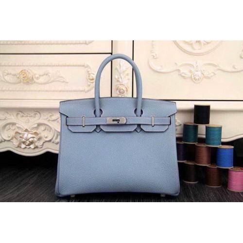 Geantă Hermes Birkin 35CM 30CM din piele originală HB35O Albastru deschis
