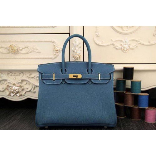 Geantă Hermes Birkin 35CM 30CM din piele originală HB35O SkyBlue