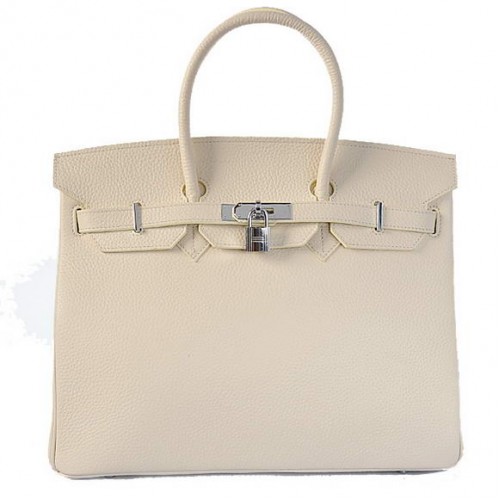 Genți Hermes Birkin 35CM Tote Bag Togo Leather Bej Argintiu
