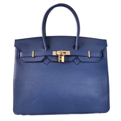 Genți Hermes Birkin 35CM Tote Bag Togo Leather Albastru Închis Auriu