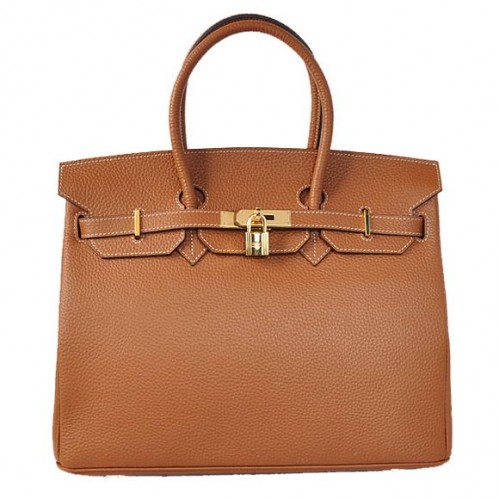 Genți Hermes Birkin 35CM din piele Togo, culoare aurie închisă.