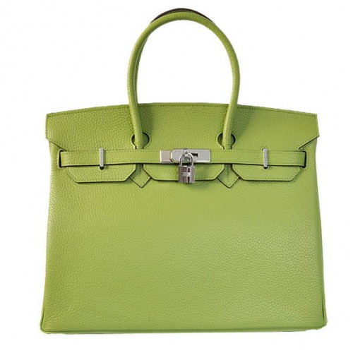 Genți Hermes Birkin 35CM Tote Bag Togo Leather Verde Deschis Argintiu