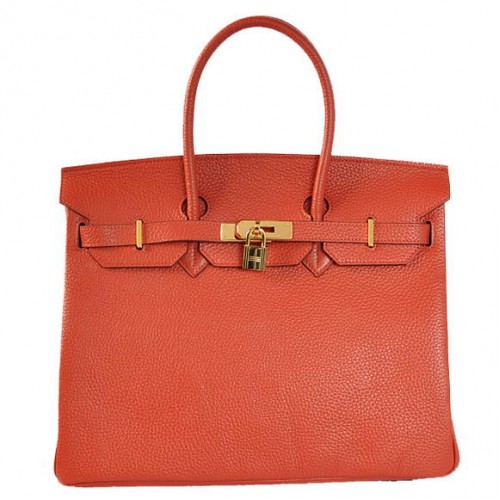Genți Hermes Birkin 35CM din piele Togo, roșu mediu, auriu