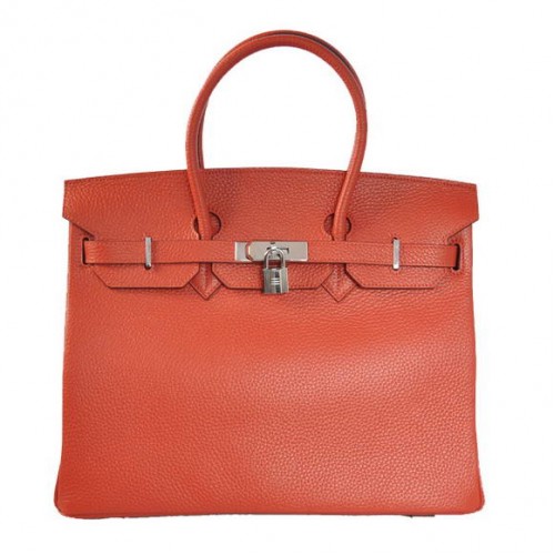 Genți Hermes Birkin 35CM din piele Togo, roșu mediu, argintiu