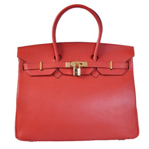 Hermes Birkin 35CM Genți Tote din piele Togo Roșii Aurii