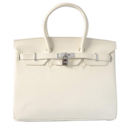 Genți Hermes Birkin 35CM Tote Bag Togo Leather Alb Argintiu