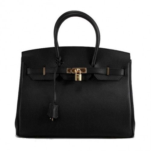 Geantă de mână Hermes Birkin 35CM Togo din piele 6089 Negru Auriu