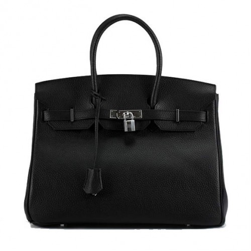 Geantă de mână Hermes Birkin 35CM Togo din piele 6089 Negru Argintiu