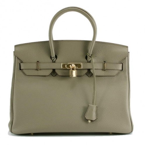 Geantă de mână Hermes Birkin 35CM Togo din piele 6089 Gri închis Auriu