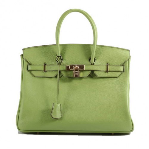 Geantă de mână Hermes Birkin 35CM Togo din piele 6089 Verde Auriu