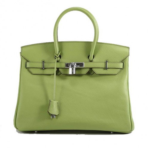 Geantă de mână Hermes Birkin 35CM Togo din piele 6089 Verde Argintiu