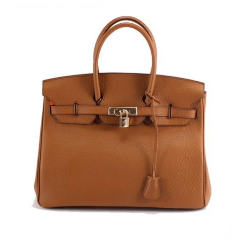 Geantă de mână Hermes Birkin 35CM Togo din piele 6089 Cafea deschisă Aurie