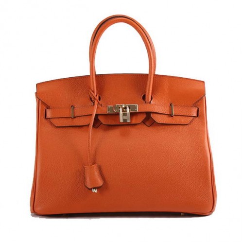 Geantă de mână Hermes Birkin 35CM Togo din piele 6089 Portocaliu Auriu