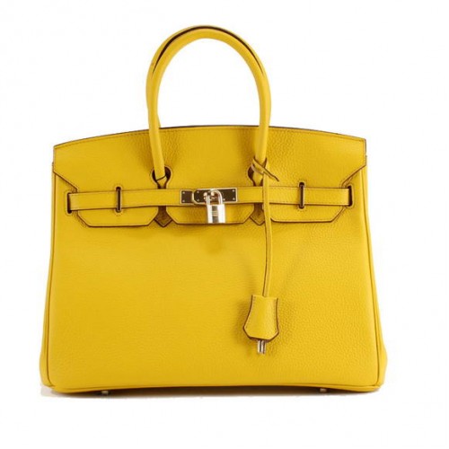 Geantă de mână Hermes Birkin 35CM Togo din piele 6089 Galben Auriu