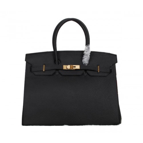 Geantă Hermes Birkin 35CM din piele Clemence neagră H35 aurie