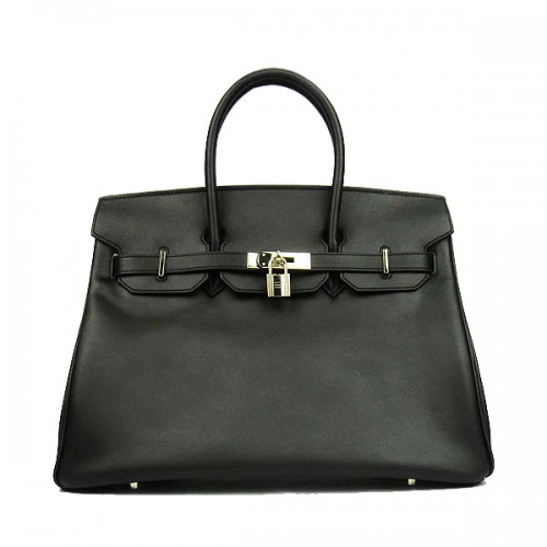 Geantă Hermes Birkin 35CM din piele neagră, neagră, H6089, aurie