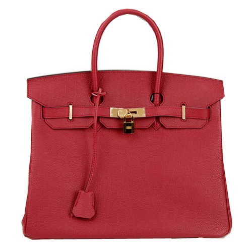 Geantă Hermes Birkin 35CM, piele originală, culoare vișinie, H35, aurie