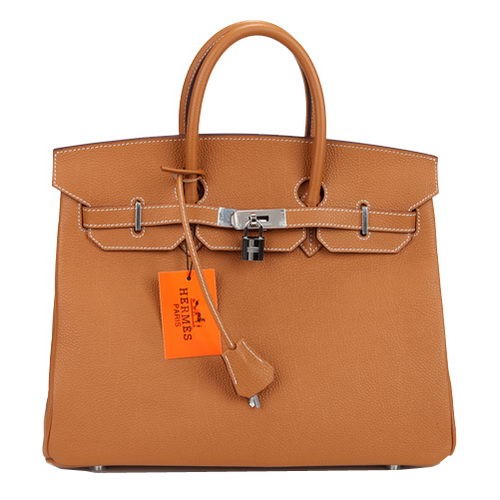 Geantă Hermes Birkin 35CM Camel Original Leather H35 Silver