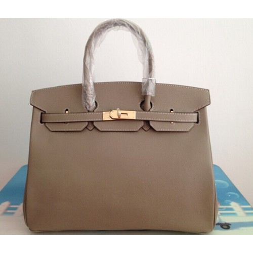 Geantă Hermes Birkin 35CM din piele Clemence gri H6089 auriu