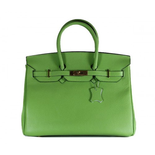 Geantă Hermes Birkin 35CM din piele verde Clemence H6089 aurie