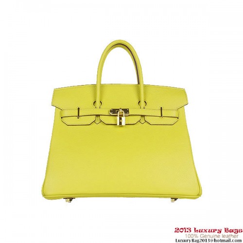 Geantă Hermes Birkin 35CM din piele Lemon Clemence H6089 aurie