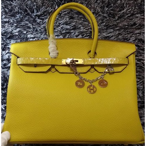 Geantă Hermes Birkin 35CM din piele Litchi HB35GL Lămâie