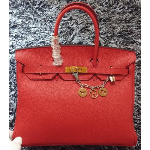 Geantă Hermes Birkin 35CM din piele Litchi HB35GL roșie