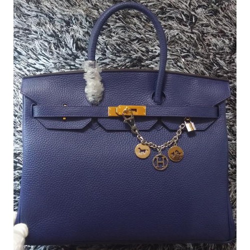 Geantă Hermes Birkin 35CM din piele Litchi HB35GL Royal
