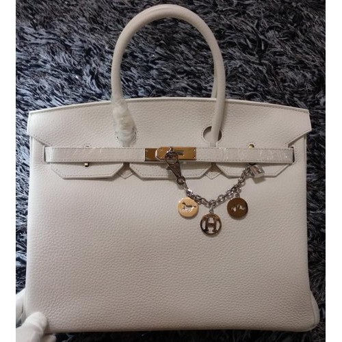 Geantă Hermes Birkin 35CM din piele Litchi HB35GL Albă