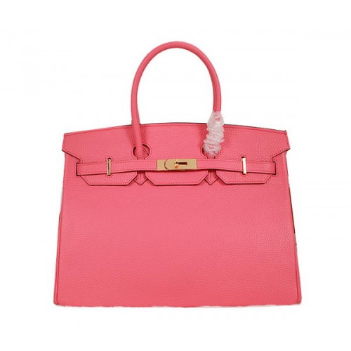 Geantă Hermes Birkin 35CM din piele roz Clemence H35 aurie