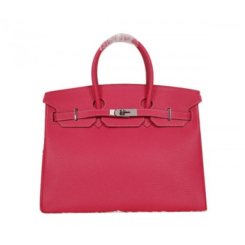Geantă Hermes Birkin 35CM din piele Rose Clemence H35 argintie