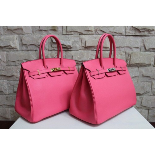 Geantă Hermes Birkin 35CM din piele Rose Clemence H6089 aurie/argintie