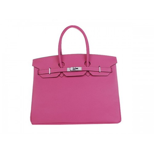 Geantă Hermes Birkin 35CM din piele Rosy Original H35 argintie