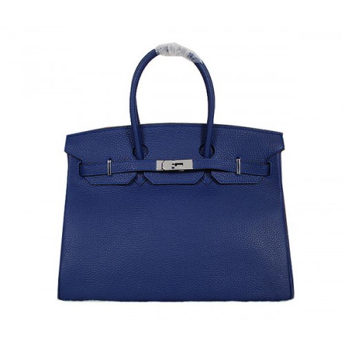 Geantă Hermes Birkin 35CM, Albastru Regal, Clemence, Piele H35 Argintie