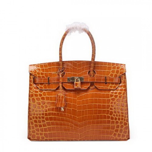 Geantă Hermes Birkin 35CM din piele iridescentă croco, aurie