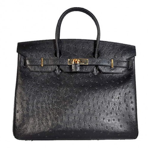Genți Hermes Birkin 35CM din piele de struț Togo, negre, aurii