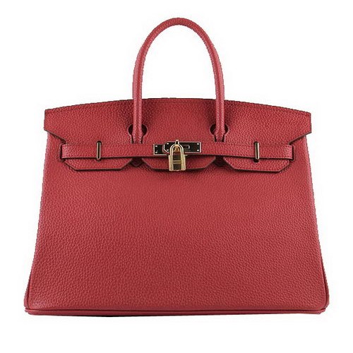 Genți Hermes Birkin 35CM din piele granulată roșie H-35 aurii
