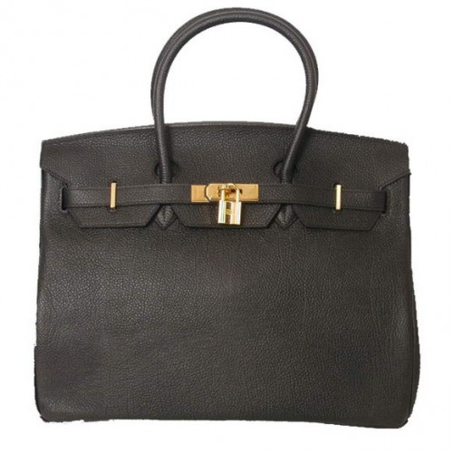 Genți Hermes Birkin 35CM din piele neagră, aurie, model Smooth Togo