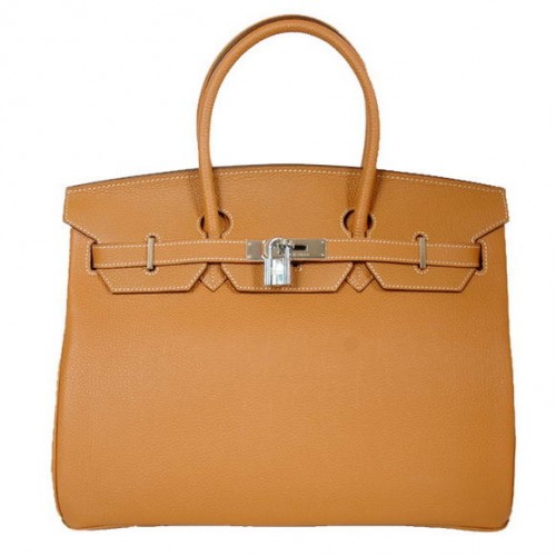Genți tote Hermes Birkin 35CM din piele Togo netedă, camel argintiu