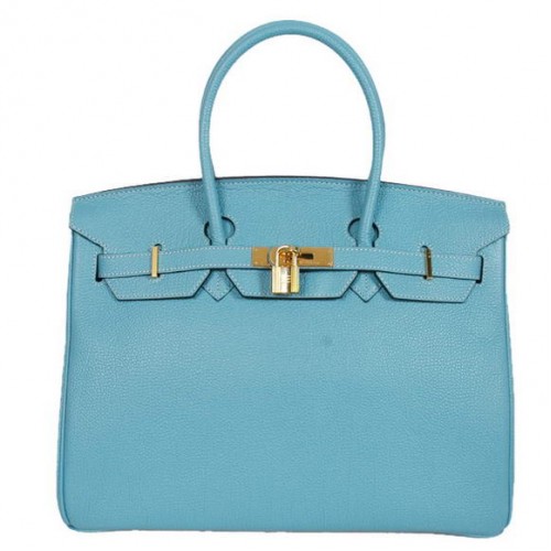 Genți Hermes Birkin 35CM din piele Togo, albastru deschis, aurii