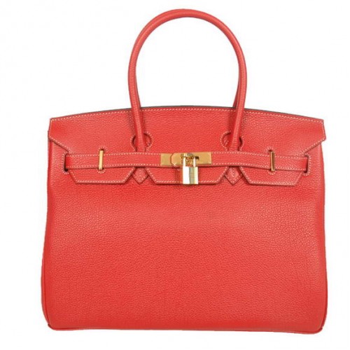Genți Hermes Birkin 35CM din piele Togo Smooth, roșii și aurii