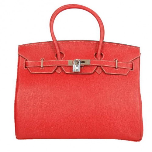 Genți Hermes Birkin 35CM din piele Togo, roșii și argintii