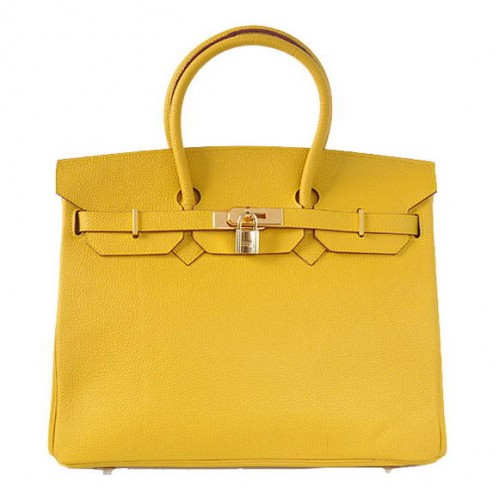 Genți Hermes Birkin 35CM Tote din piele Togo Smooth, galben auriu