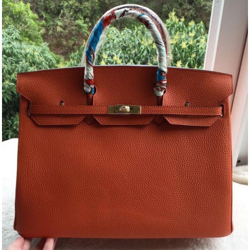 Geantă Hermes Birkin 40CM din piele originală BK40 portocalie