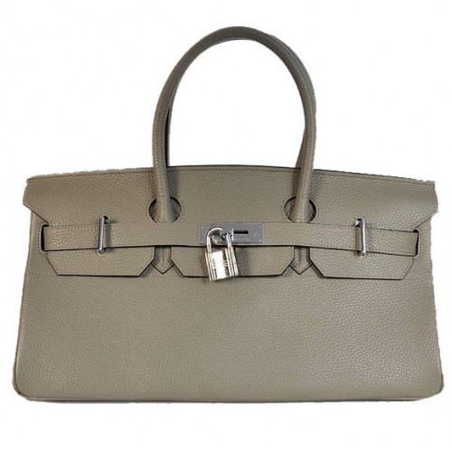 Geantă Hermes Birkin 42cm JPG Birkin Togo din piele gri cu accesorii argintii
