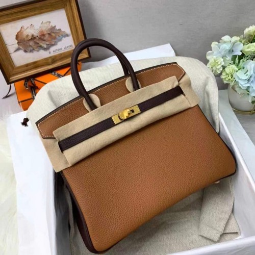 Geantă Hermes Birkin din piele originală 35CM Culoare asortată 17888 Maro și Maro Închis