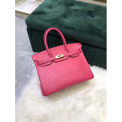 Geantă Hermes Birkin din piele originală, piele de struț, HBK2530 roz