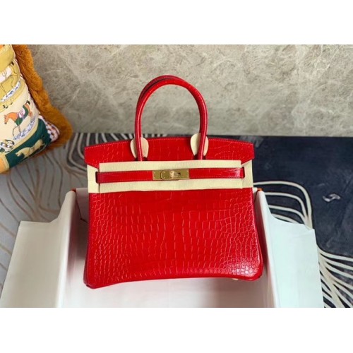 Geantă Hermes Birkin Original din piele de crocodil HBK35 roșie