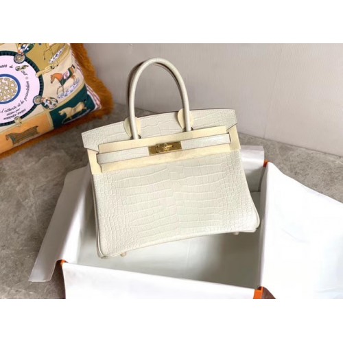 Geantă Hermes Birkin Original din piele de crocodil HBK35 albă